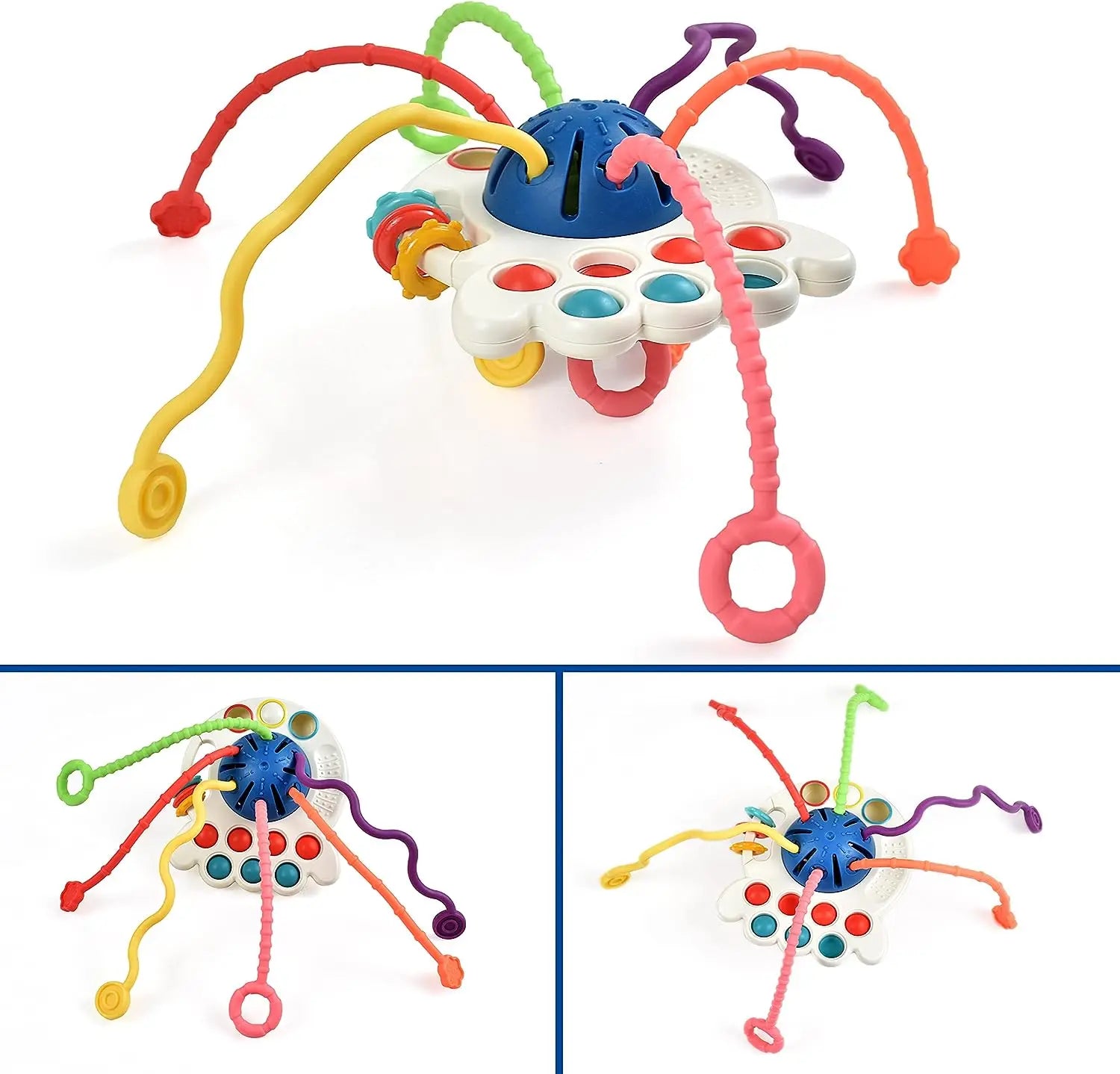 Development Activity Toy Rattle Silicone Pull String Montessori Sensory Toys Baby Educational Teething Toys For Babies 1 2 Years