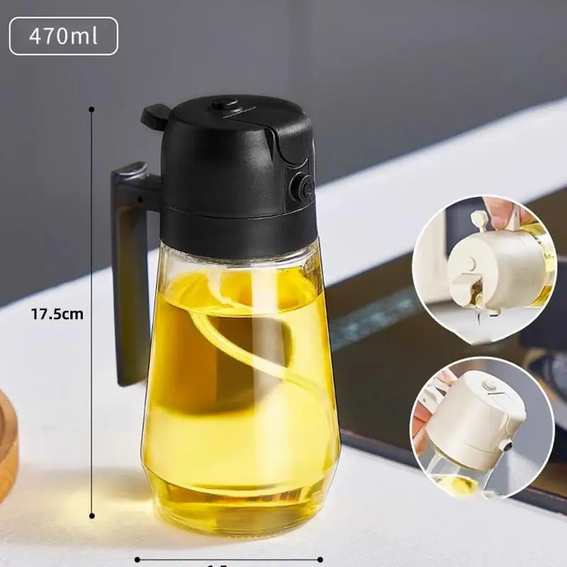 NEW Oil Spray Bottle 470ml High Borosilicate Glass Cooking Oil Dispensers Olive Oil Sprayer Mister for kitchen Salad Baking