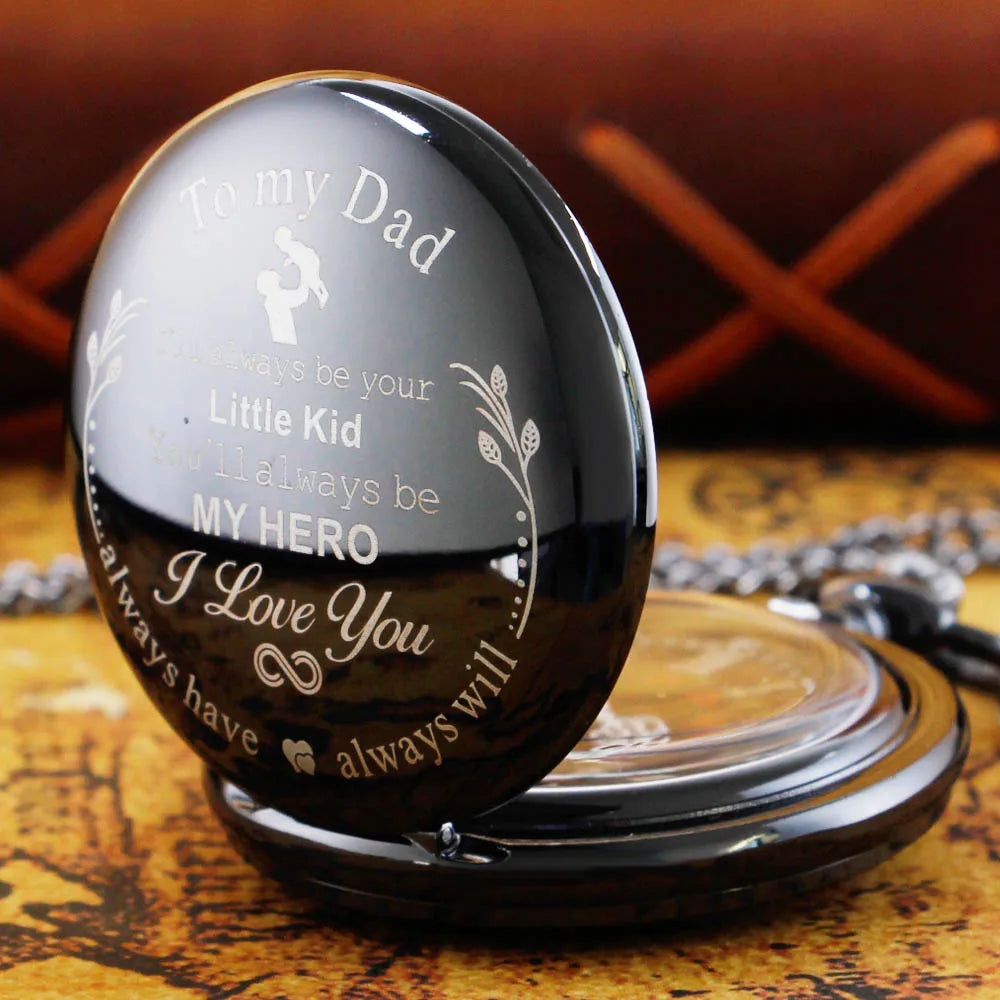 New Fashion Commemorative Pocket Watch Necklace With Chain Vintage Quartz Pocket Watch Birthday Gift Father's Day 2023