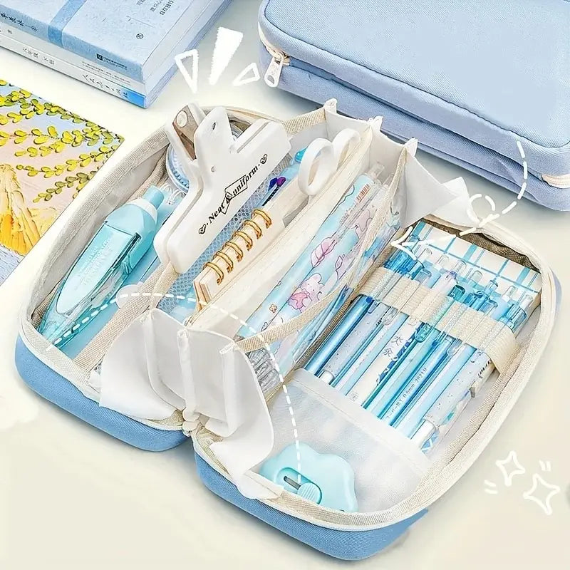 Large Capacity Pencil Case 6 Layers 180-Degree Open Design Pencil Organizer Perfect for Office School and Home Use