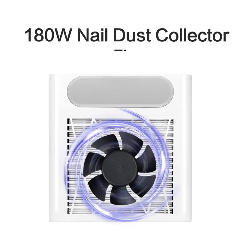 Upgrade 180W Nail Dust Vacuum Cleaner For Manicure Powerful Suction Nail Dust Collector With Reusable Filter Reduce 98% Dust - RY MARKET PLACE