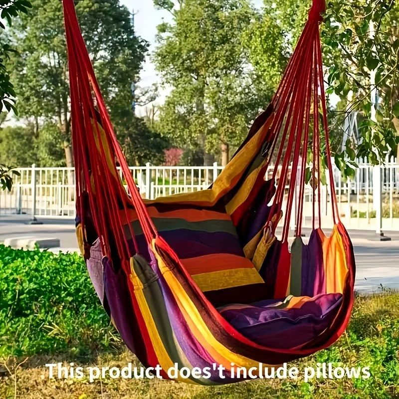1pc Outdoor Hammock Chair, Canvas Leisure Swing Hanging Chair, Without Pillow And Cushion, Indoor Outdoor Hammock