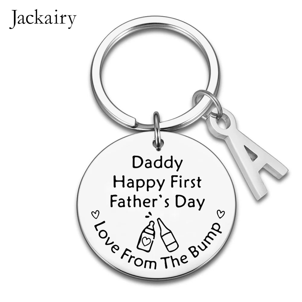 Happy First Father's Day Gifts Keychain for Dad Papa Stainless Steel Charms Family Jewelry Best Father Gift for Men Keyring