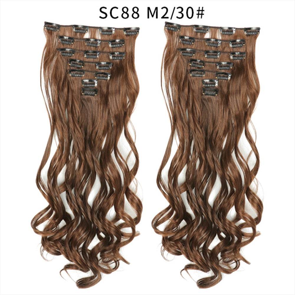 LINWAN Hair 22inch Ombre Hair Long Curly Hair Extension 16 Clips High Tempreture Synthetic Hairpiece Clip In Hair Extensions - RY MARKET PLACE