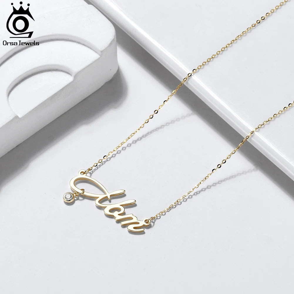 ORSA JEWELS Best Mother's Day Gift 925 Sterling Silver Mom Letter Zircon Pendant Necklace for Women Mom's Necklace Jewelry HON25