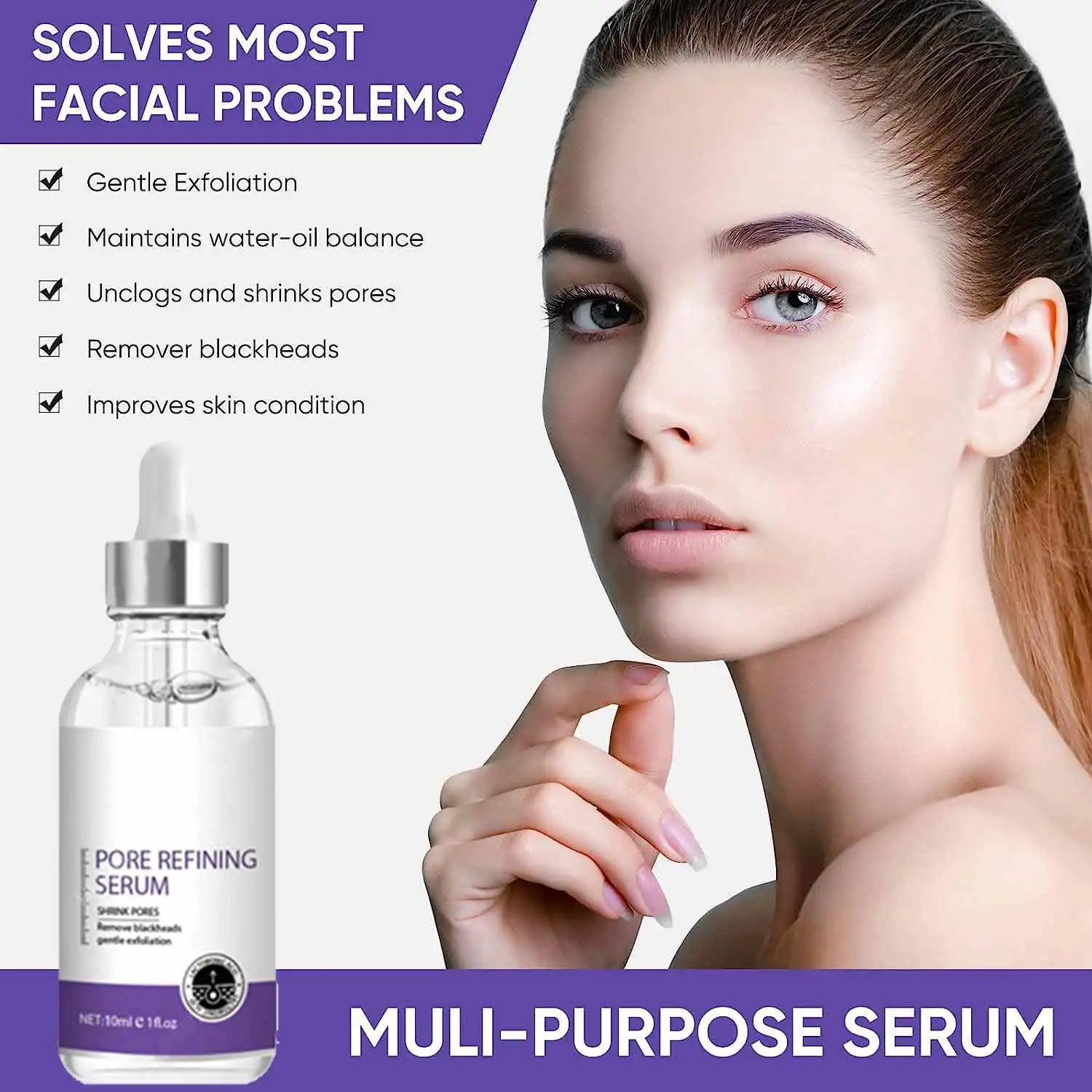 Pore Skin Care Serum Facial Essence for Shrinking Pores Relieving Dryness Moisturizing Oil Control Firming