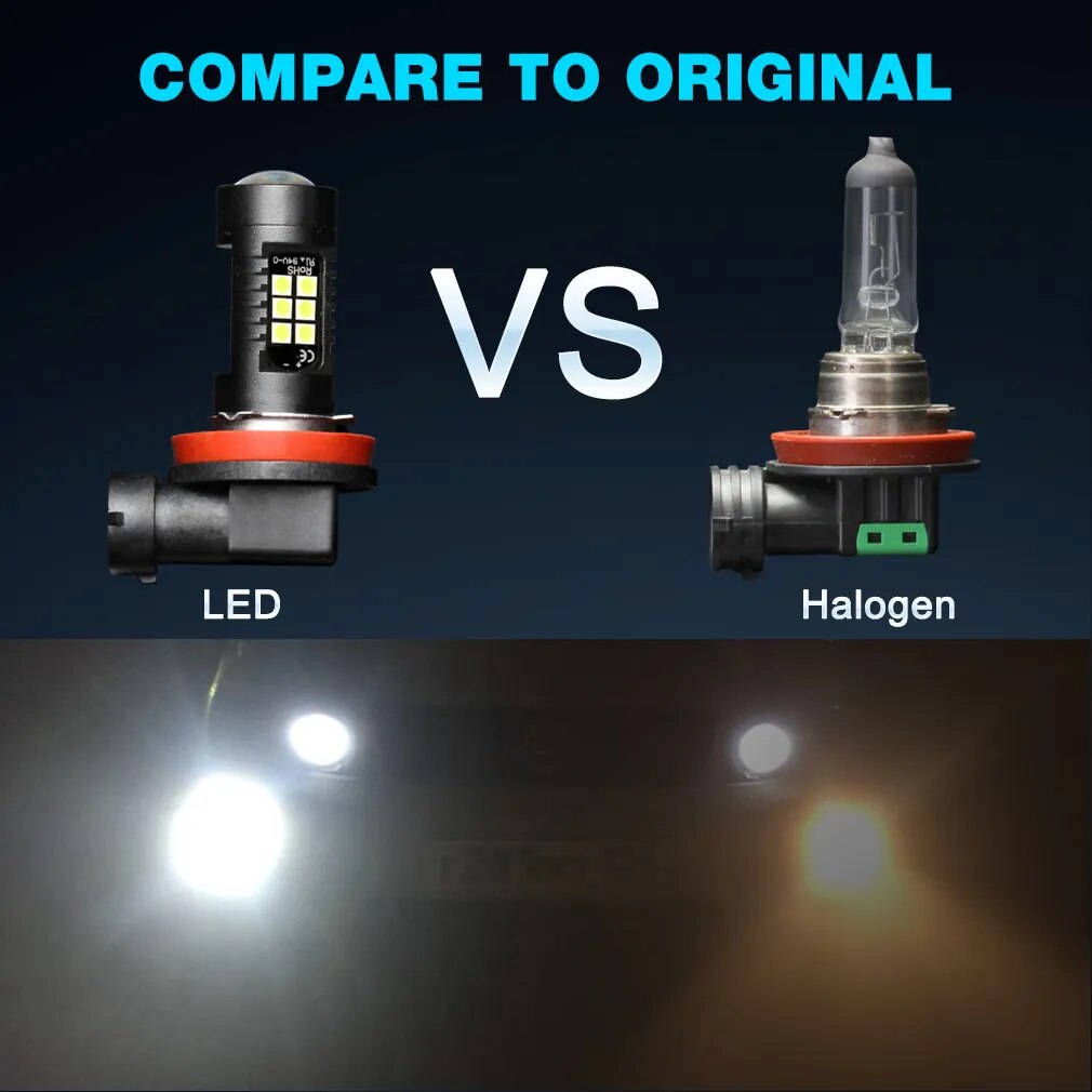 2Pcs H8 H11 Led HB4 9006 HB3 9005 Fog Lights Bulb 3030SMD 1200LM 6000K White Car Driving Running Lamp Auto Leds Light 12V 24V - RY MARKET PLACE