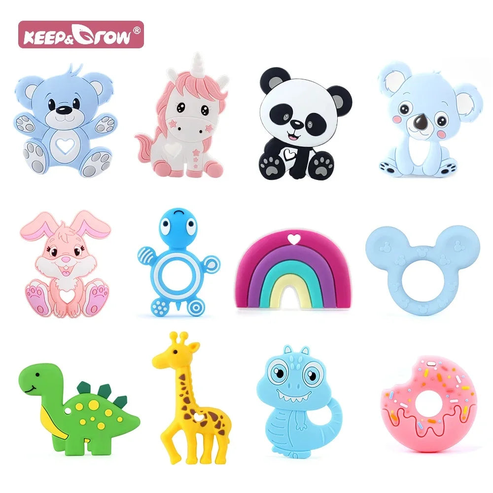 Baby Silicone Teethers Teething Toy Chew BPA Free Food Grade for Baby Pacifier Chain Clips Beads Necklaces Pendant Rodent Animal