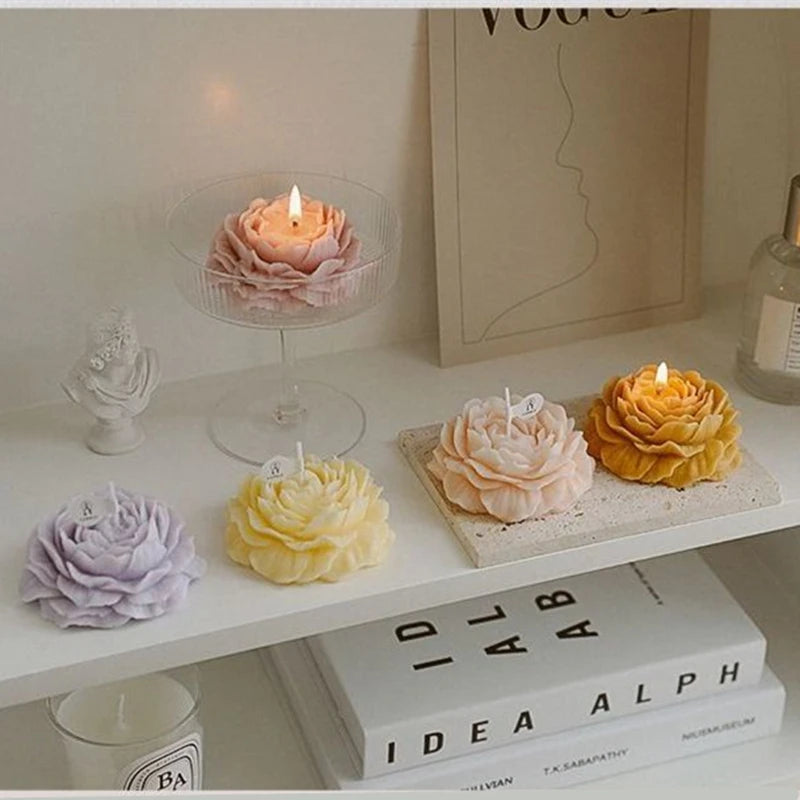 Peony Flower Shape Scented Aromatic Candles Paraffin Wax Aromatic Candle Wedding Gift Party Home Decoration Cute Candles