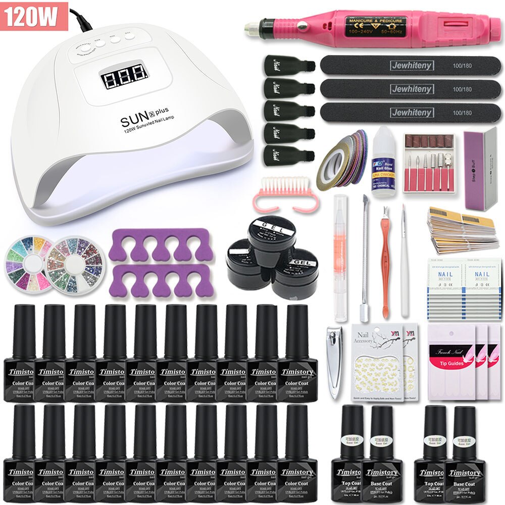 Manicure Set for Nail set 120/80/54W UV LED LAMP Gel nail polish Set Kit Electric Nail Drill Manicure Sets Nail Art Tools - RY MARKET PLACE