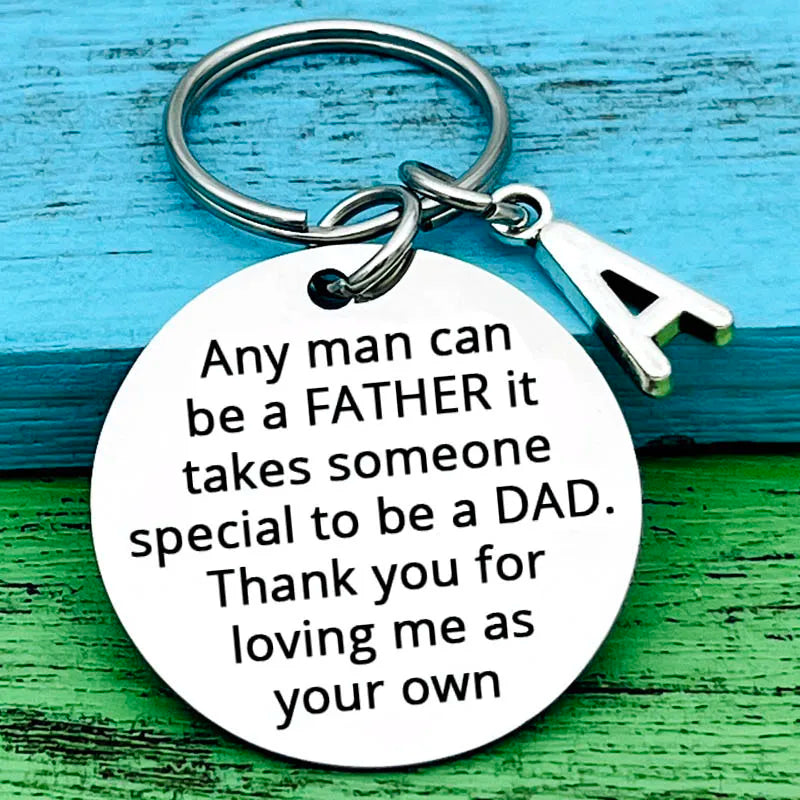 Father Stepdad Papa Keychain Gift, Any Man Can Be A Father Thank You Loving Me Father's Day Daddy Dad Birthday Christmas Gifts