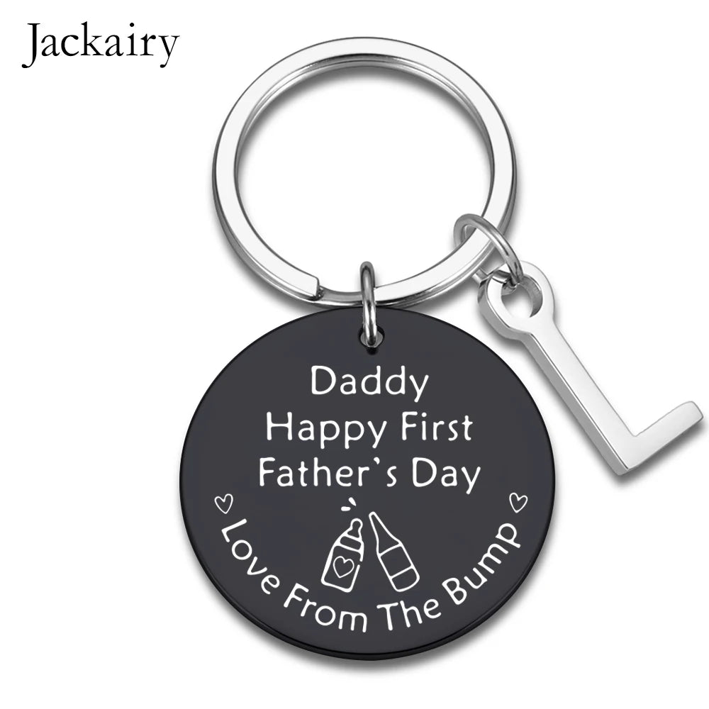 Happy First Father's Day Gifts Keychain for Dad Papa Stainless Steel Charms Family Jewelry Best Father Gift for Men Keyring