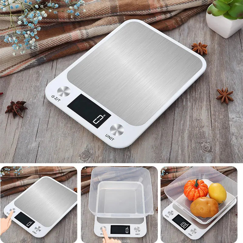 Kitchen Scale 15Kg/1g Weighing Food Coffee Balance Smart Electronic Digital Scales Stainless Steel Design for Cooking and Baking