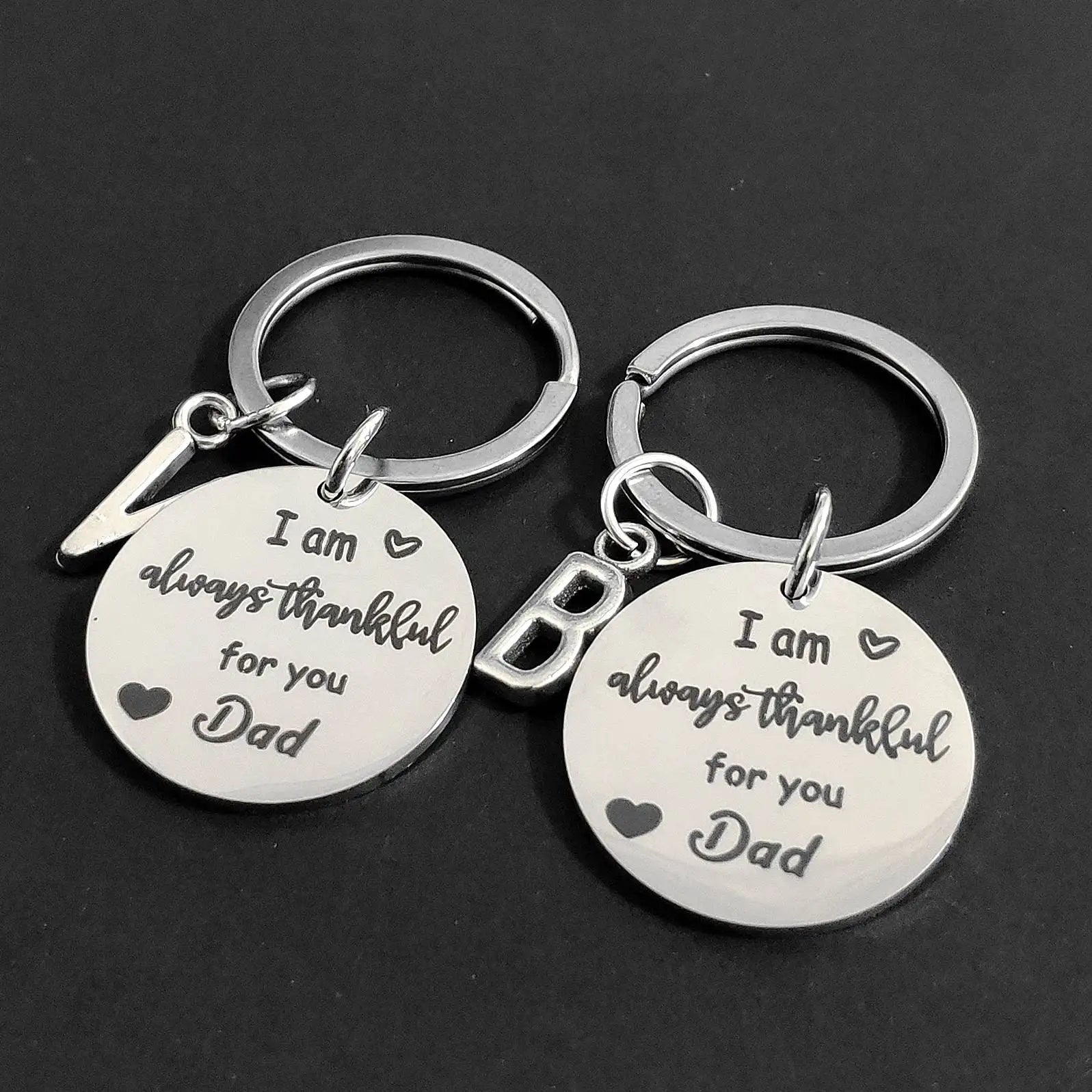 Creative Carabiner for Keys Birthday Lettering Keyring Stainless Steel Thanksgiving Father's Day 26 Initials Gift Keychain Car