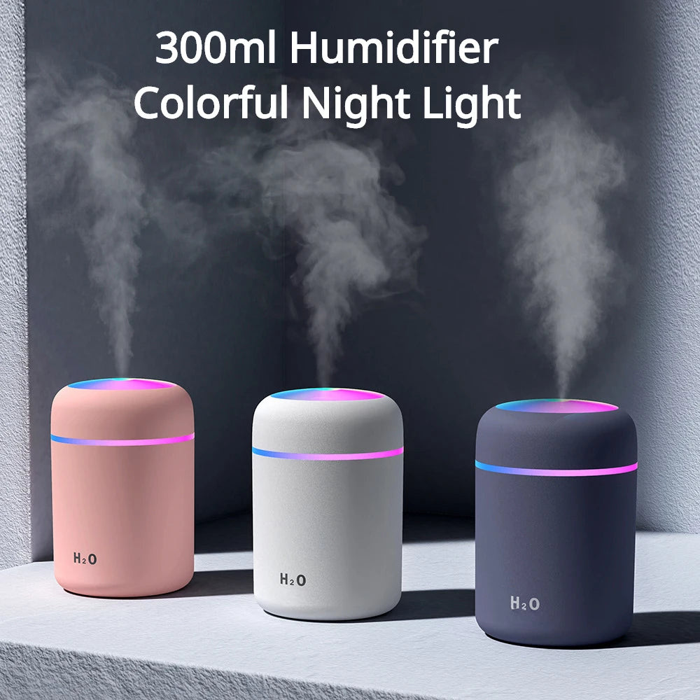 Portable 300ml Humidifier Mini Electric Mist Sprayer Usb Aroma Essential Oil Diffuser for Home Car With Colorful Night Light