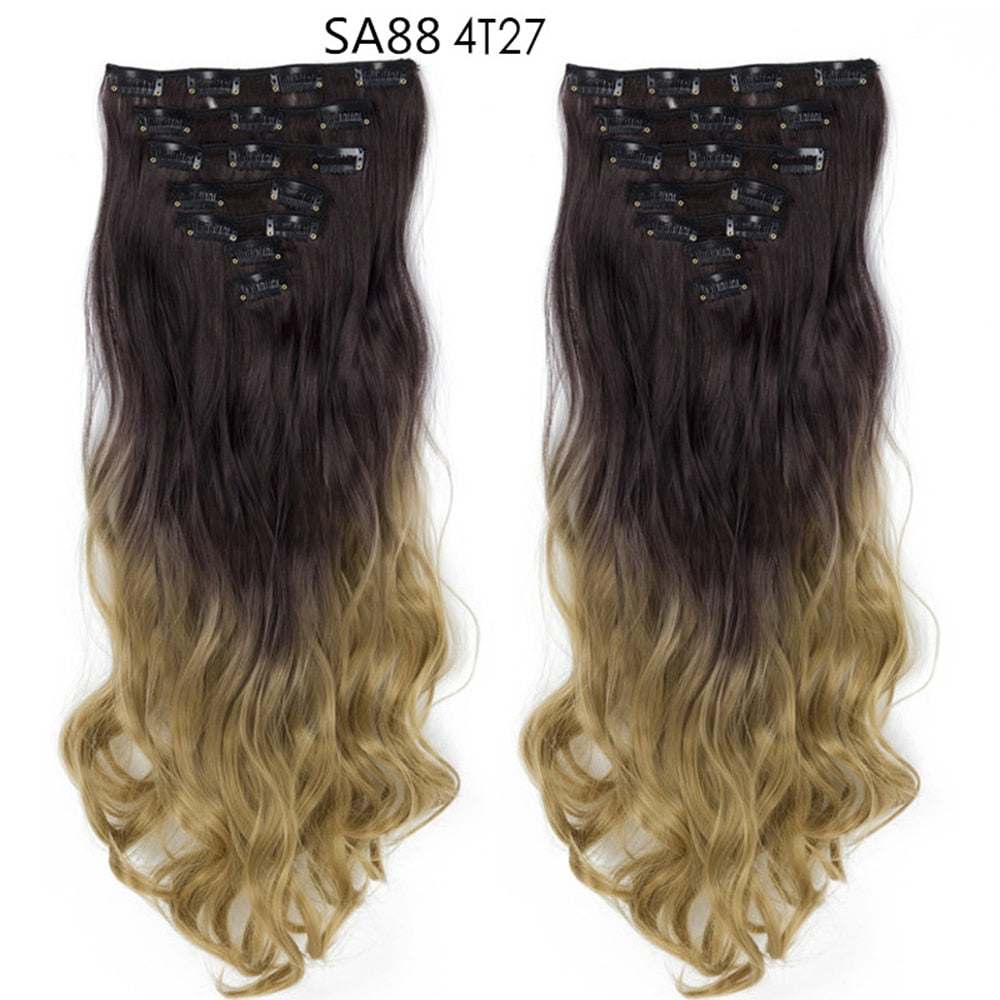 LINWAN Hair 22inch Ombre Hair Long Curly Hair Extension 16 Clips High Tempreture Synthetic Hairpiece Clip In Hair Extensions - RY MARKET PLACE