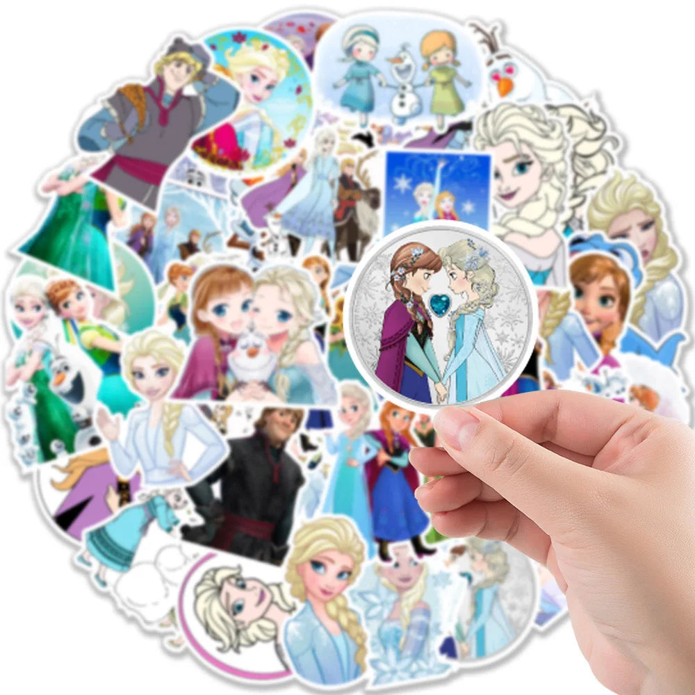 10/30/50pcs Disney Movie Frozen Stickers Princess Anna Elsa Kristoff Olaf Cartoon Decoration Sticker for Kids Toys Cute Decals