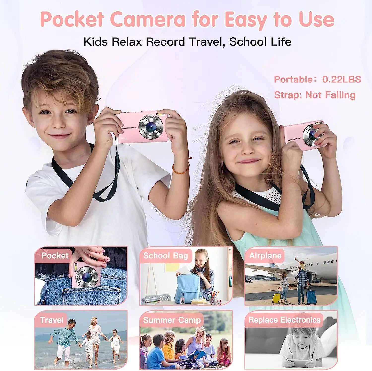 Digital Camera Children Camera for Children Camcorder with 16x Zoom Compact Cameras 1080P 44MP Cameras for Beginner Photography