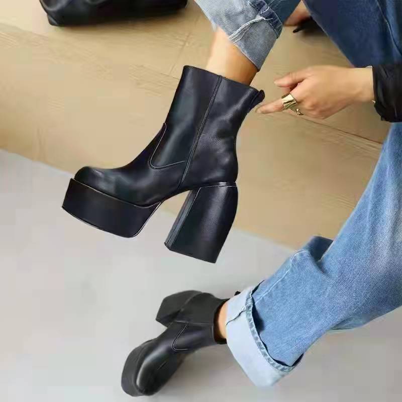 Boots For Woman Knee Shoes On Platform Gothic High Heels Punk Style New Rock Autumn Winter Chunky Pumps Plus Size Women Clothing - RY MARKET PLACE