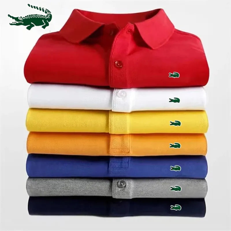 High quality men's cotton embroidered polo shirt 2023 summer new high-end breathable business casual lapel short sleeve T-shirt