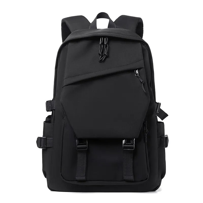 One 15 Inch Polyester Waterproof Solid Color Simple Men's Backpack Fashion Couple Student Computer Backpack