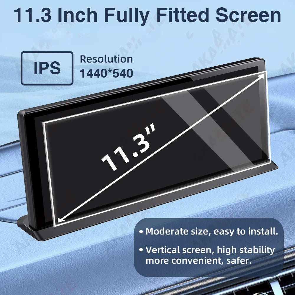 11.3 Inch Fully Fitted Screen Suspension Center Console Display CarPlay Android Auto Support Bluetooth AUX USB Fit for Benz BMW