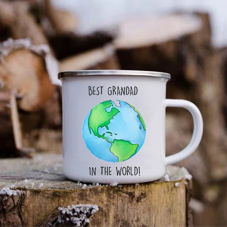 Best Grandpa In The World Print Mug Coffee Mugs Camping Drink Water Cups Vintage Enamel Cups Birthday Father's Day Grandpa Gifts