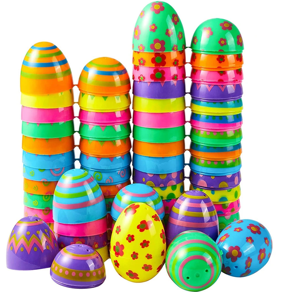 36PCS Printed Empty Stuffers Fillable Easter Eggs Plastic Eggs Bulks Easter Basket Filling Party Favors Classroom Prize Supplies