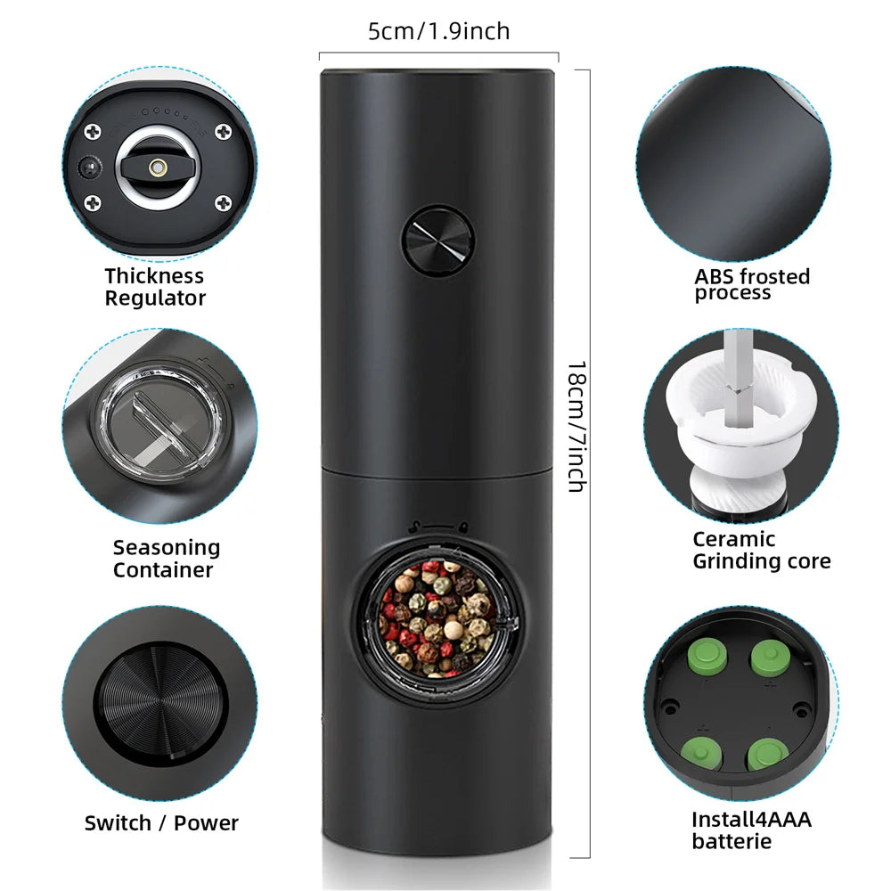 Electric Salt and Pepper Grinder Set With Base USB Rechargeable Grinder Adjustable Coarseness Spice Mill With LED Light