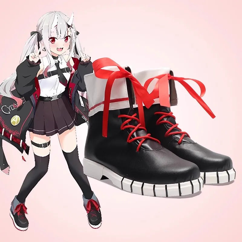 Anime Vtuber Nakiri Ayame Cosplay Shoes Boots Halloween Party Cosplay Costume Women Men Accessories Props