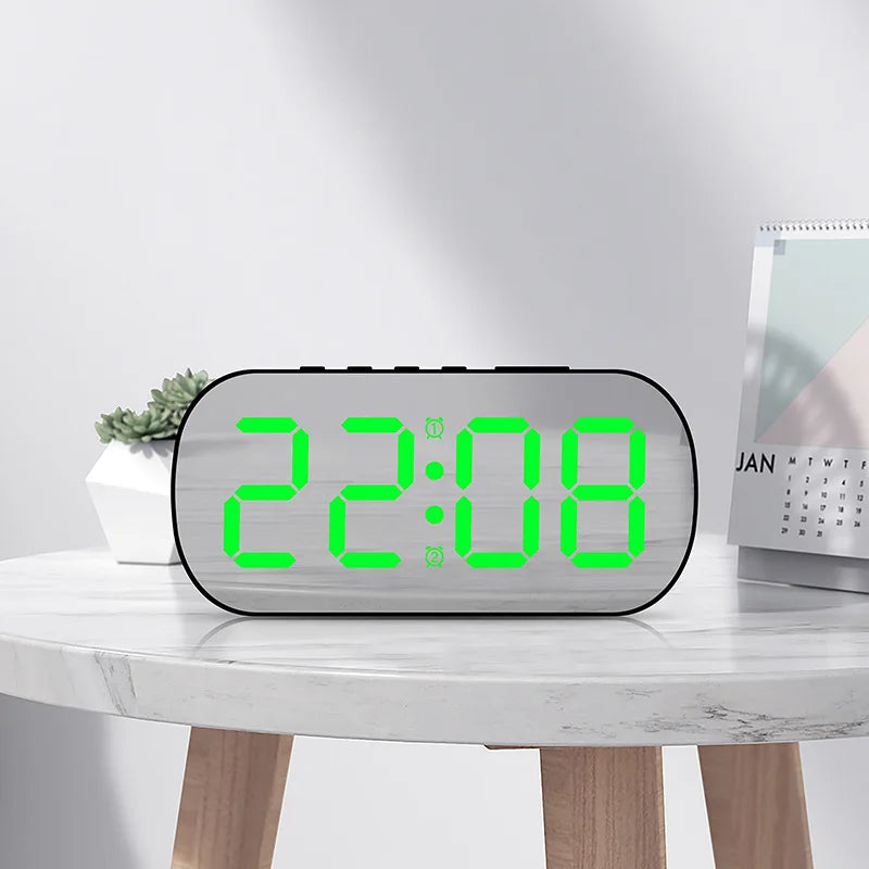 Digital Alarm Clock Desktop Table Clock Teperature Calendar LED Display Electronic Alarm Clocks Snooze Funtion Night Mode 12/24H