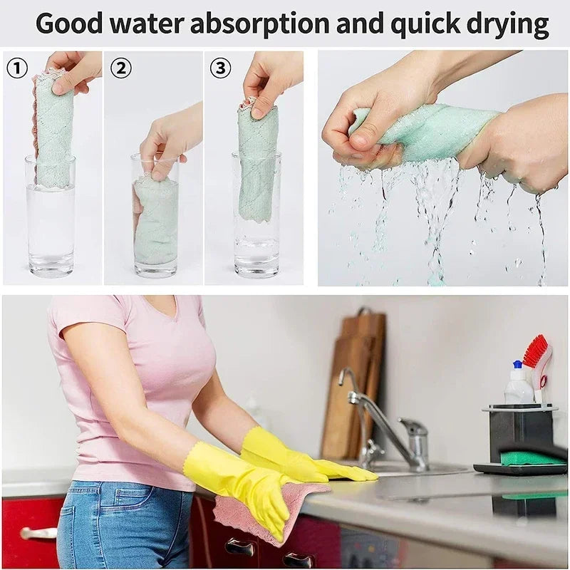 1/5/10pcs Microfiber Towel Absorbent Kitchen Cleaning Cloth Non-stick Oil Dish Towel Rags Napkins Tableware Household Cleaning