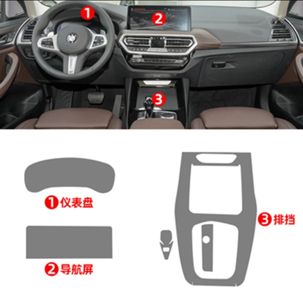 Anti-scratch Car Door Center Console Media Dashboard Navigation TPU Protector Film For BMW X3 X4 2022-2024 Car Accessories