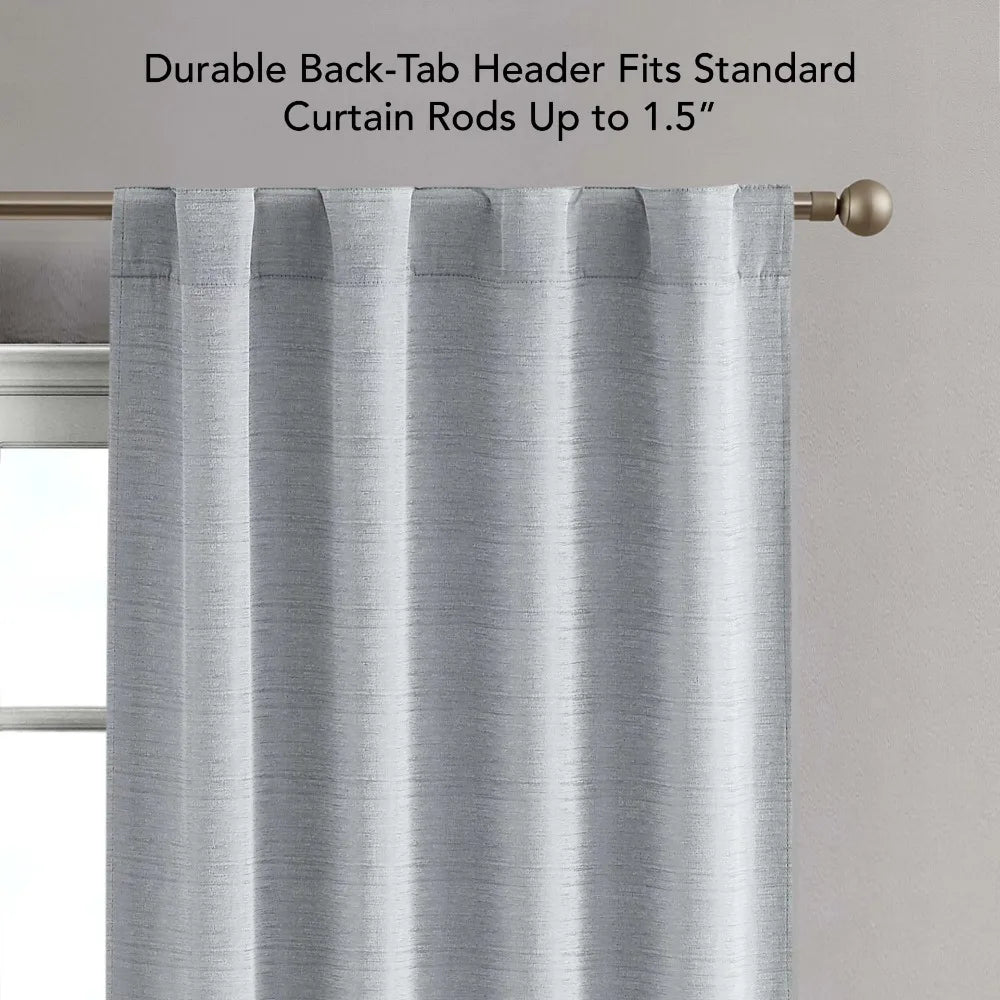 Blackout Window Curtain Panels with Tiebacks, Back Tab, Light Grey, 38" x 108" curtains for living room