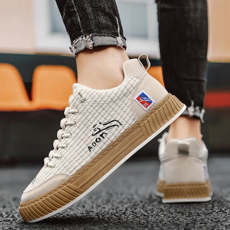 2023 New Trendy Mens Canvas Sneakers Flat Platform Sneakers Men Streetwear Hip Hop Designer Shoes Men Harajuku Vulcanized Shoes