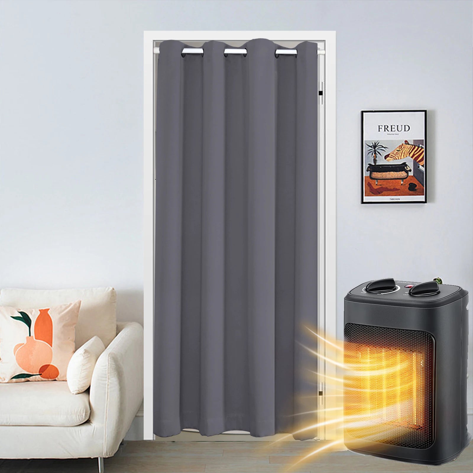 Blackout Door Curtains Eyelet Thermal Insulated Drapes Single Curtains Ring Top Window Panels Ready Made Living Room Curtains