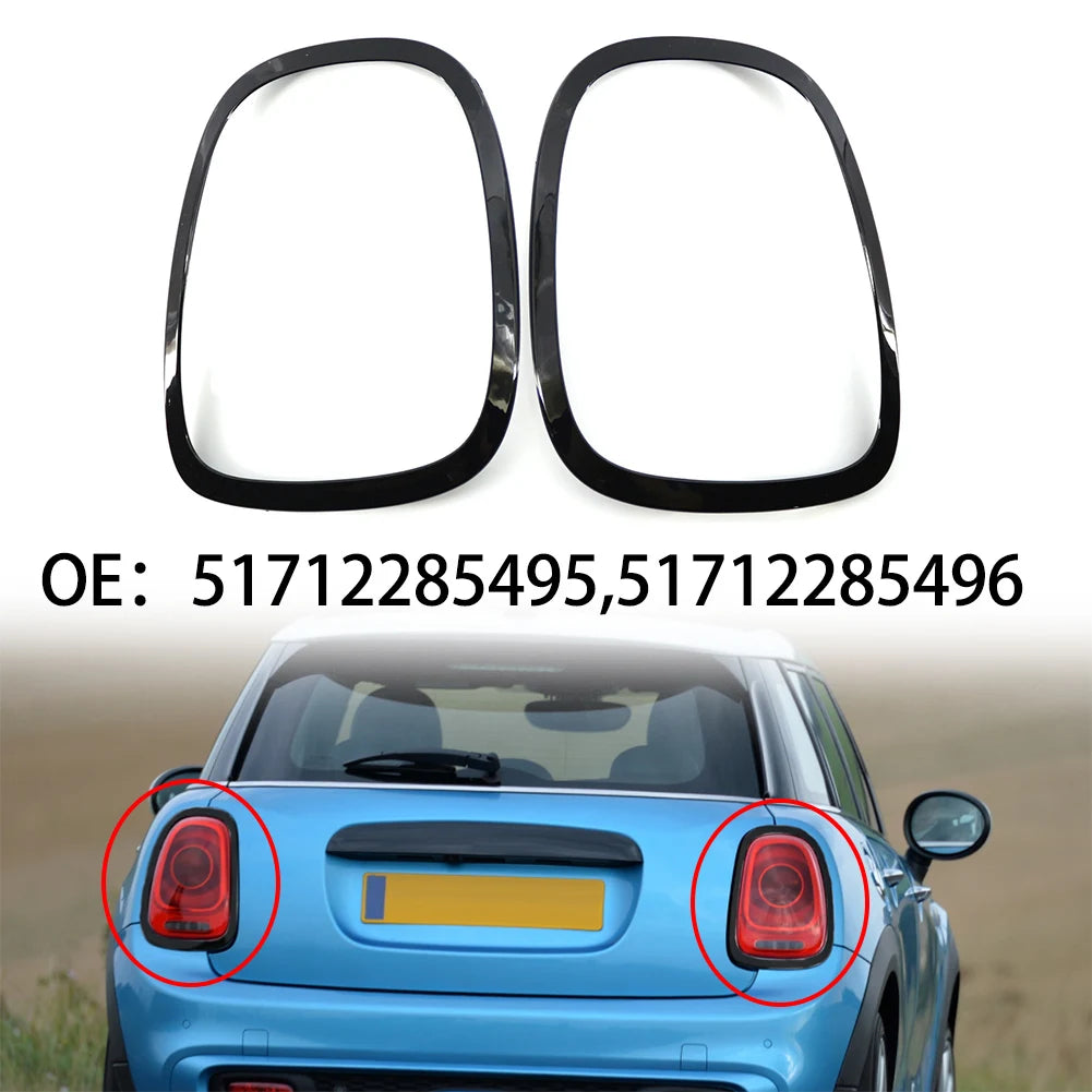 2Pcs For Mini Cooper F55 F56 F57 2014+ Gloss Black Headlight Ring Bezel Trim Surround Cover Rear Light Frame Car Accessories