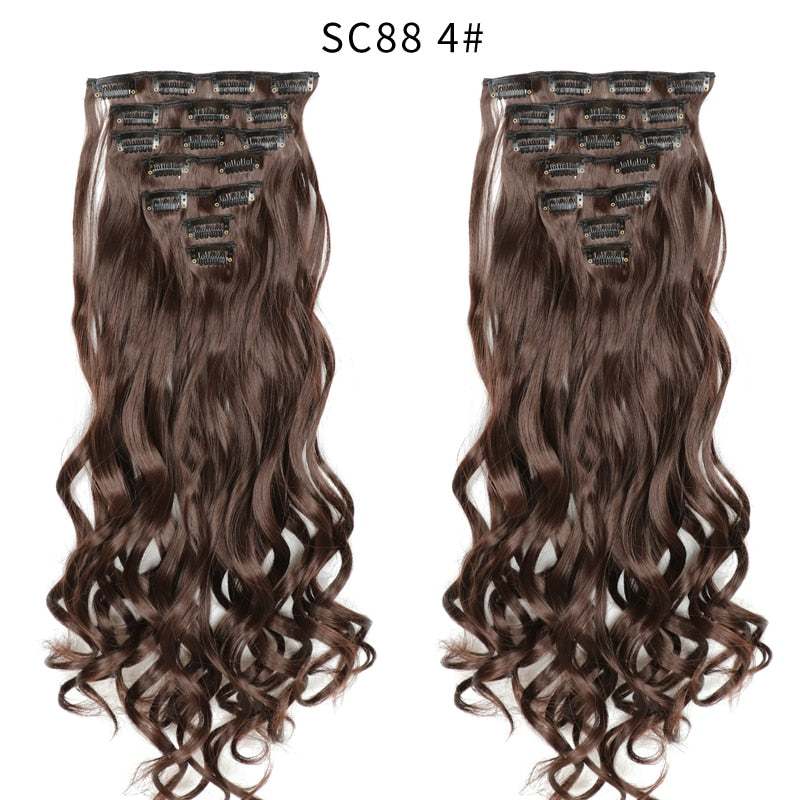 LINWAN Hair 22inch Ombre Hair Long Curly Hair Extension 16 Clips High Tempreture Synthetic Hairpiece Clip In Hair Extensions - RY MARKET PLACE