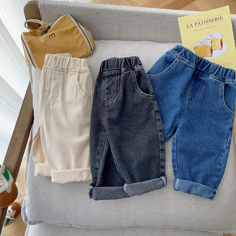 MILANCEL Baby Pants Solid Kids Jeans Casual  Boys Denim Pants Soft  Girls Fashion Trousers