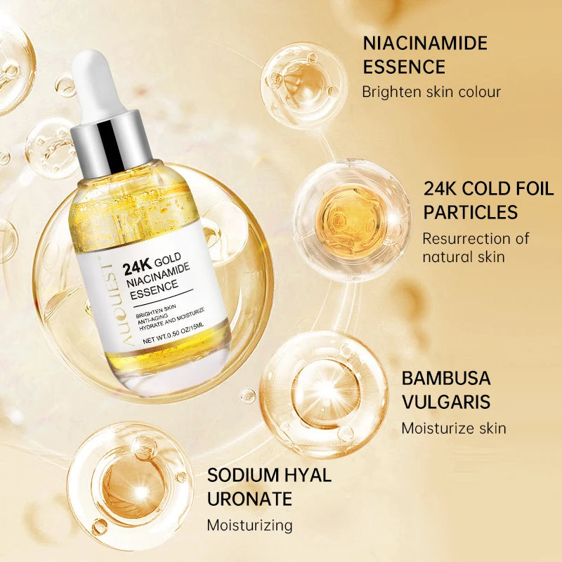 Niacinamide Serum Hyaluronic Acid for Face Dark Spot Remover 24K Gold Serum Whitening Moisturizing Facial Skin Care