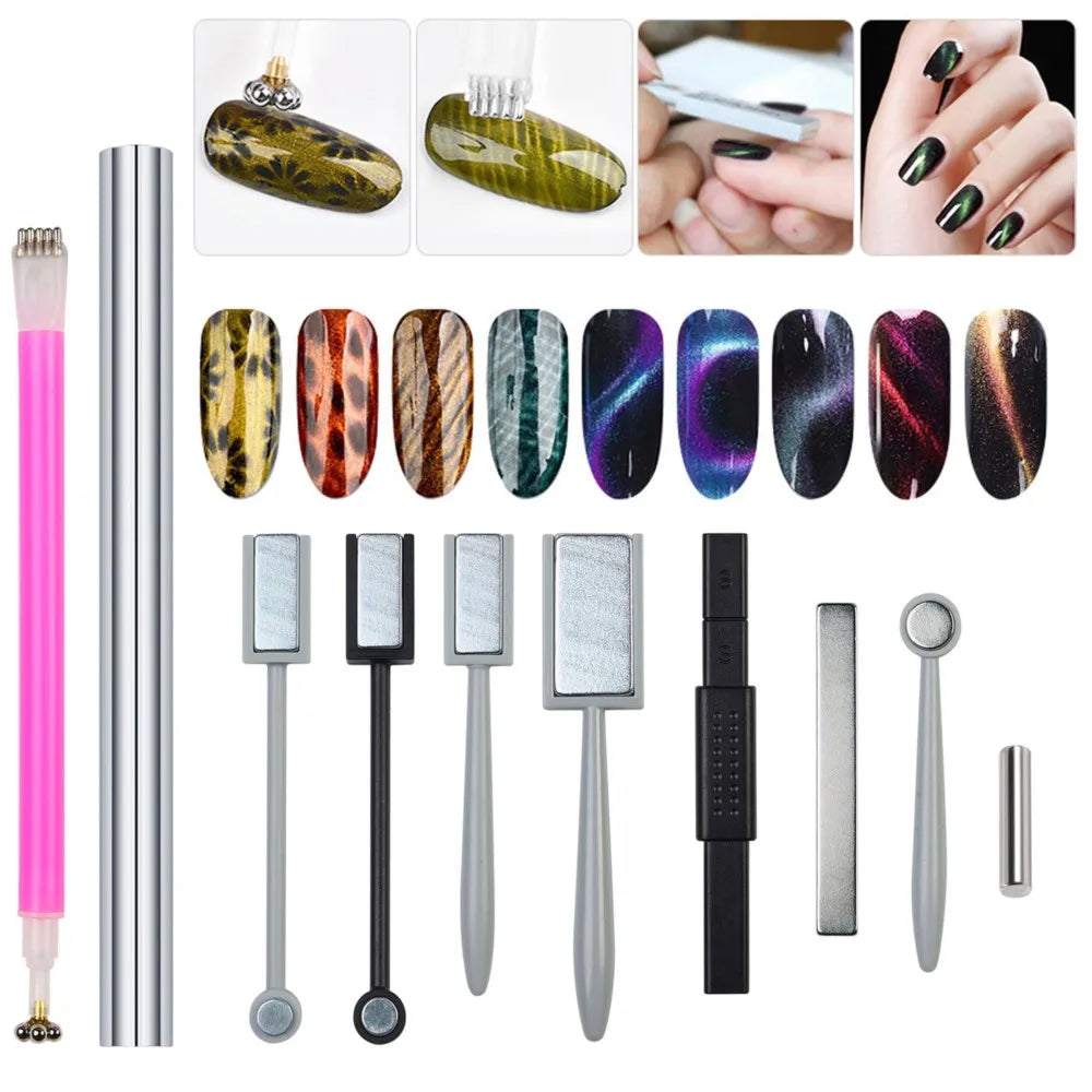 Cat Magnetic Stick 9D Effect Strong Plate for UV Gel Line Strip Multi-function Cat Eyes Magnet Board Nail Art Tools Manicure DIY