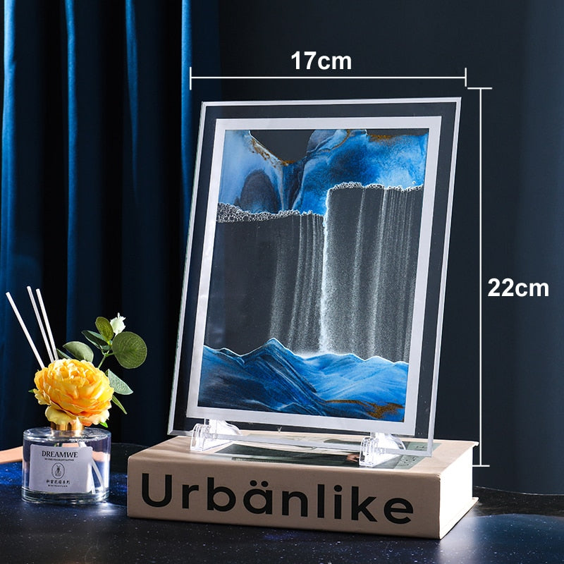 7inch Hourglass 3D Art Painting Moving Sand Art Picture Round Glass  Sandscape In Motion Display Flowing Sand Frame Home Decor - RY MARKET PLACE