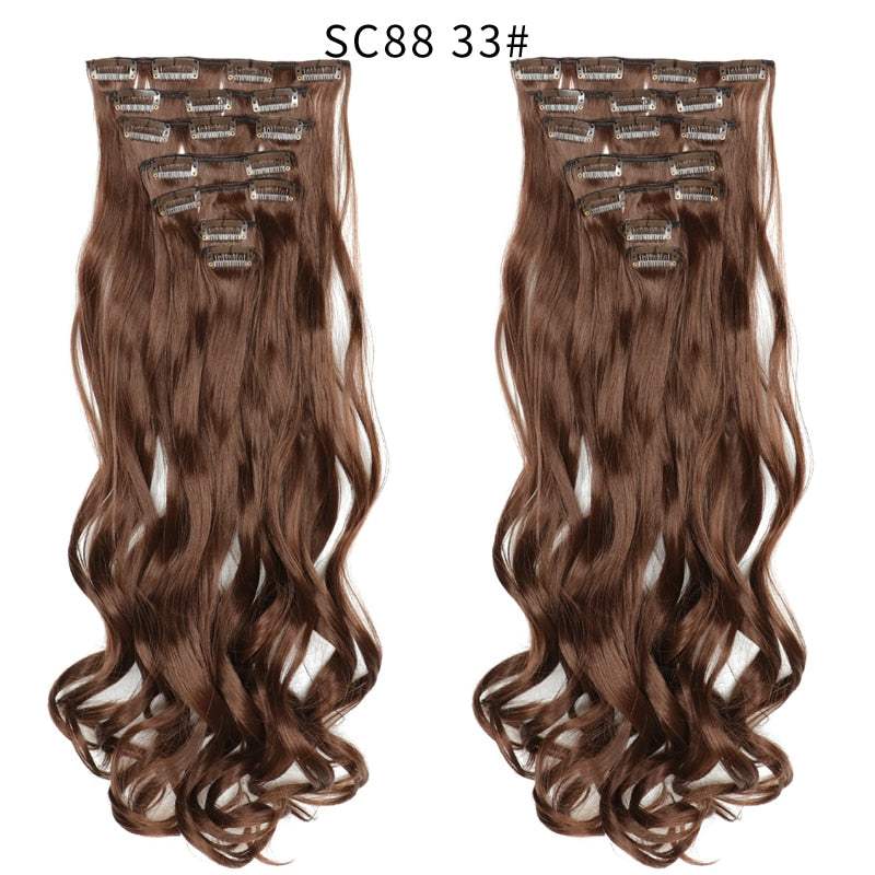 LINWAN Hair 22inch Ombre Hair Long Curly Hair Extension 16 Clips High Tempreture Synthetic Hairpiece Clip In Hair Extensions - RY MARKET PLACE