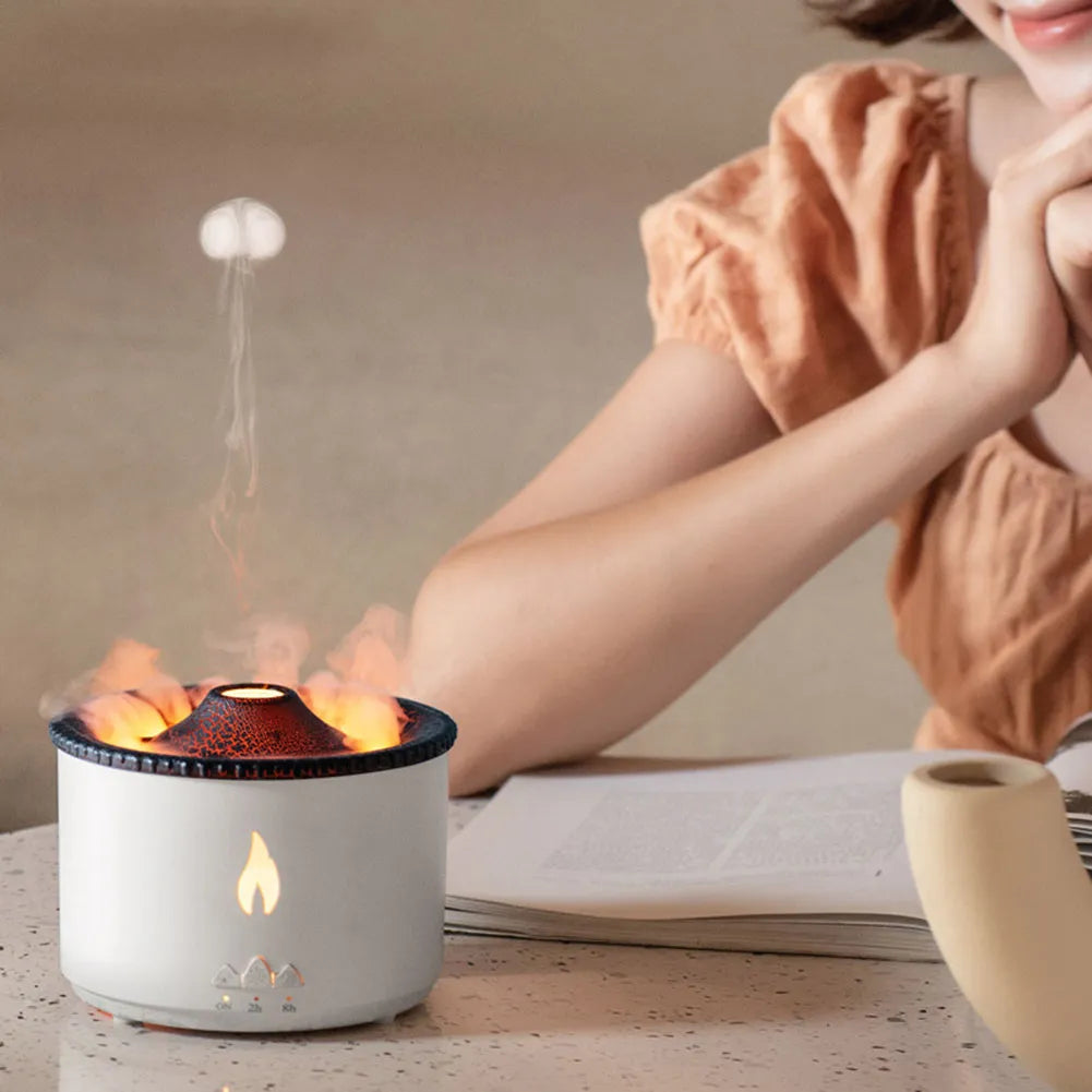 Jellyfish Flame Air Humidifier 320ML Electric Aroma Diffuser Lava Volcano Design Flame Effect Air Diffuser Mist Maker Machine