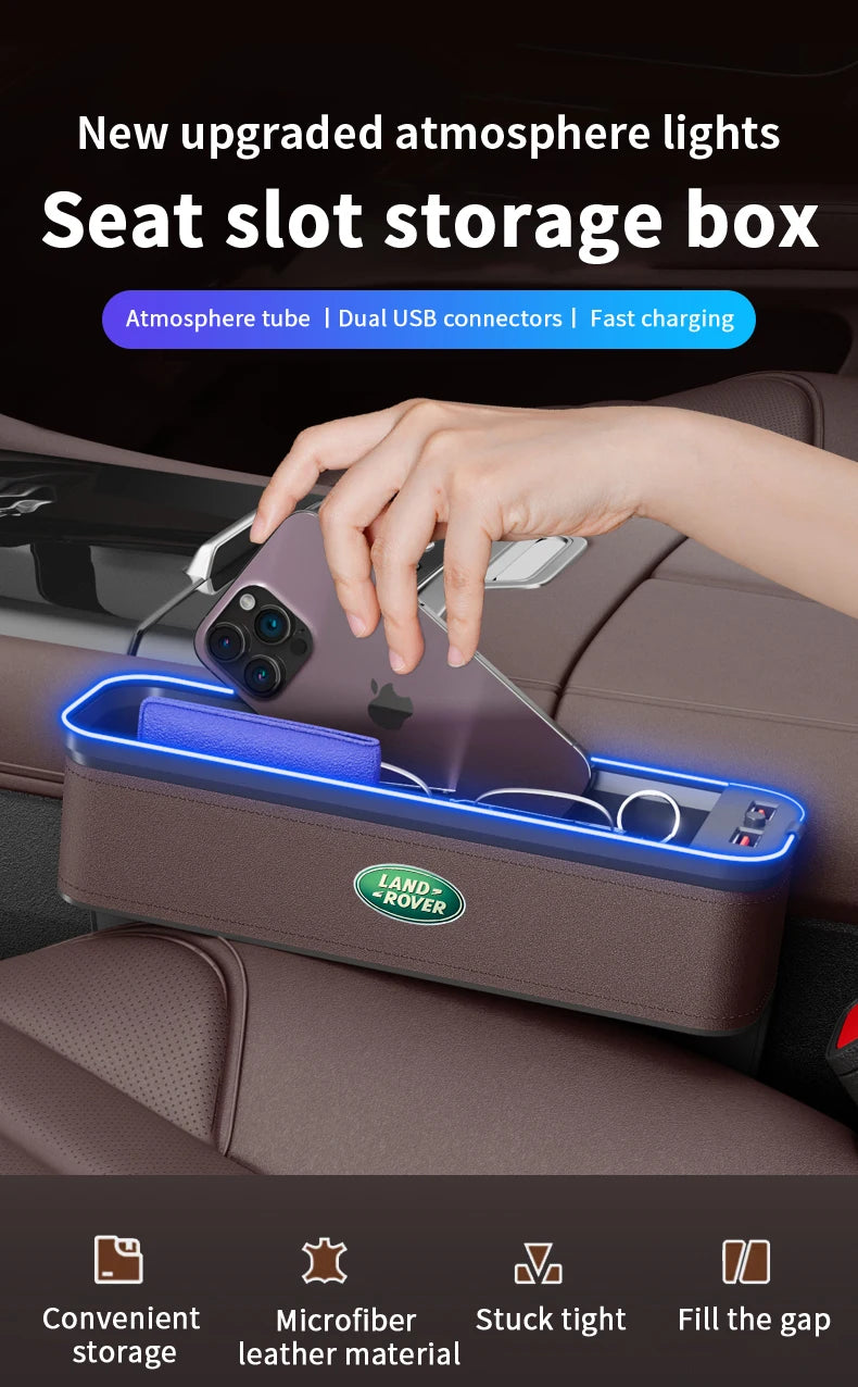 Car Atmosphere Light Sewn Chair Storage Box For Land Rover Autogiography Discovery Evoque SVR Velar Supercharged Freelander Auto