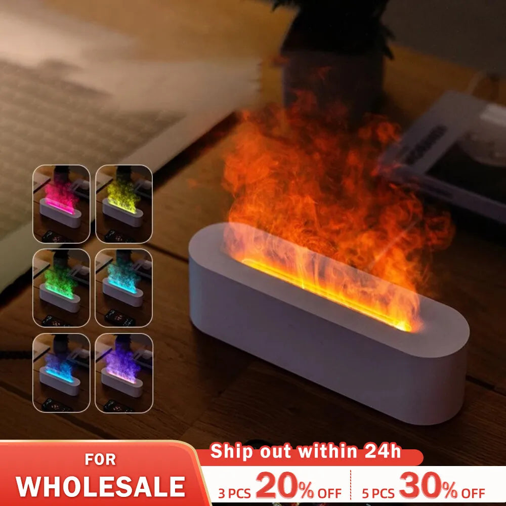 Newest RGB Flame Aroma Diffuser Humidifier USB Desktop Simulation Light Aromatherapy Purifier Air for Bedroom With 7 Colors