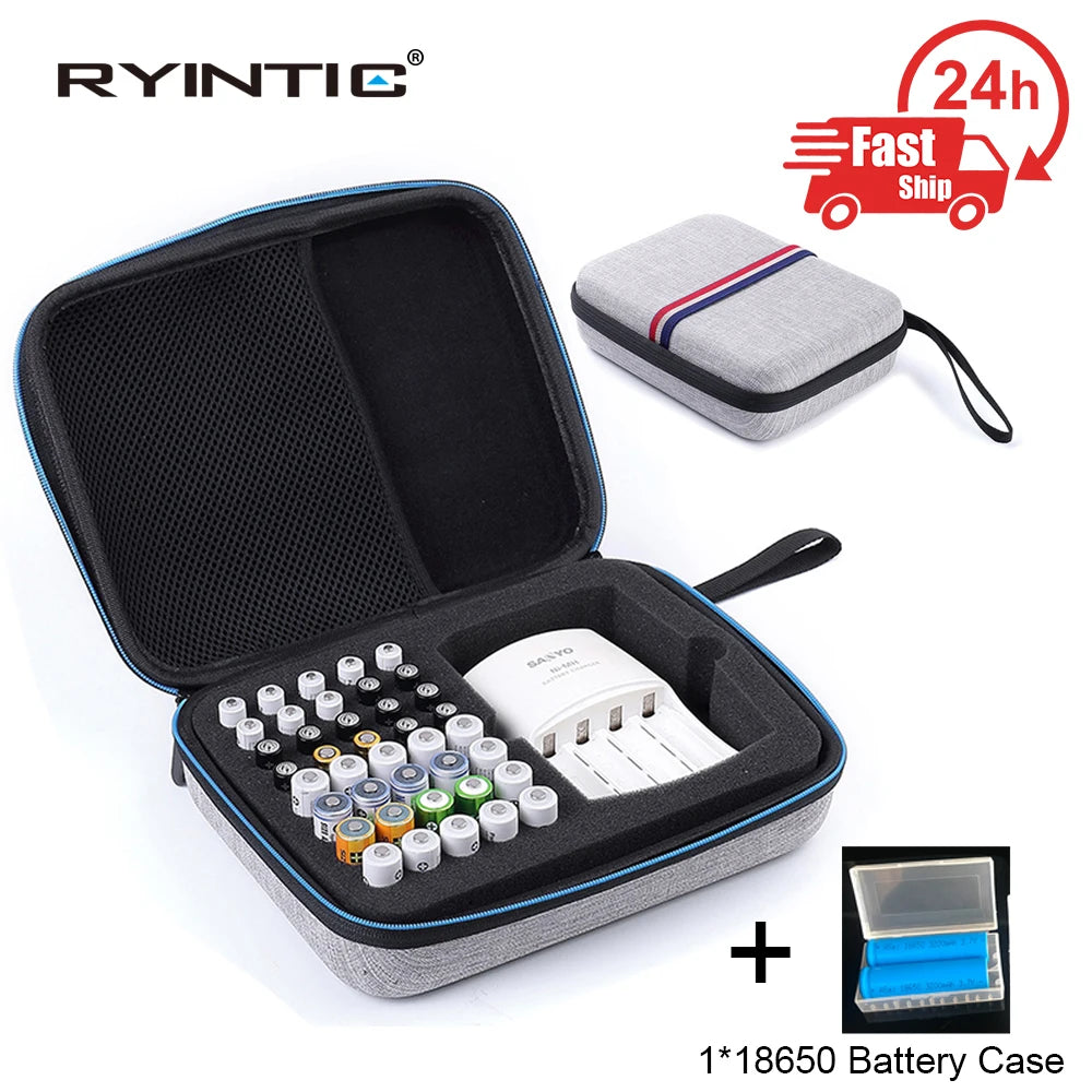 Portable Carrying AA AAA Battery Storage Organizer Holder Super Hard EVA Case Box Holder For aaa/aa/18650/9V Battery With Tester