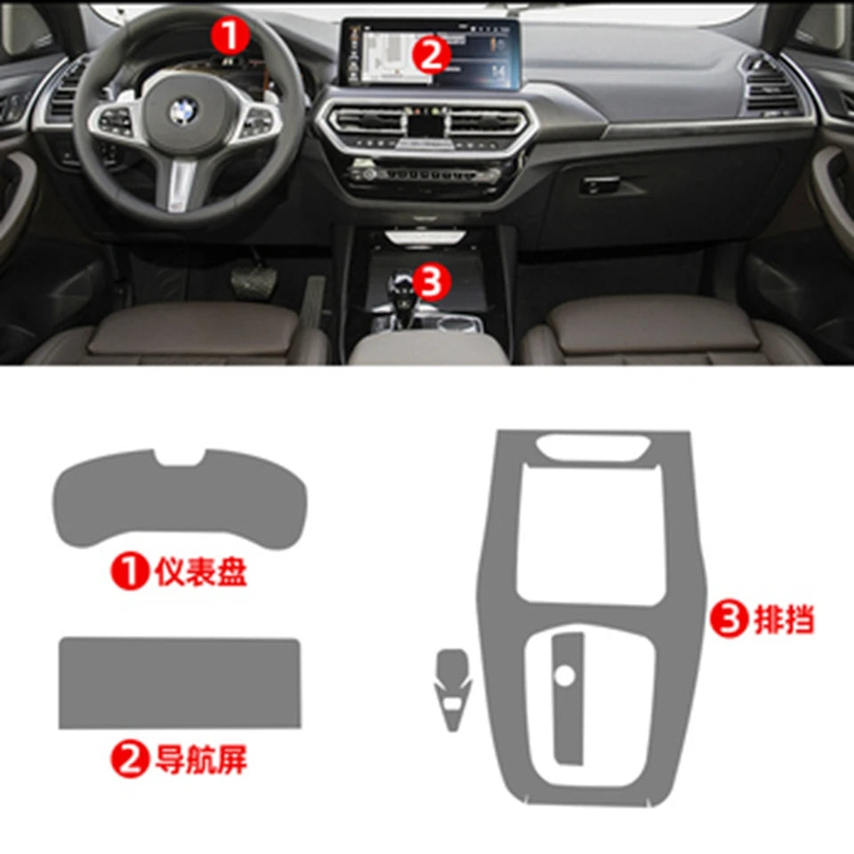 Anti-scratch Car Door Center Console Media Dashboard Navigation TPU Protector Film For BMW X3 X4 2022-2024 Car Accessories