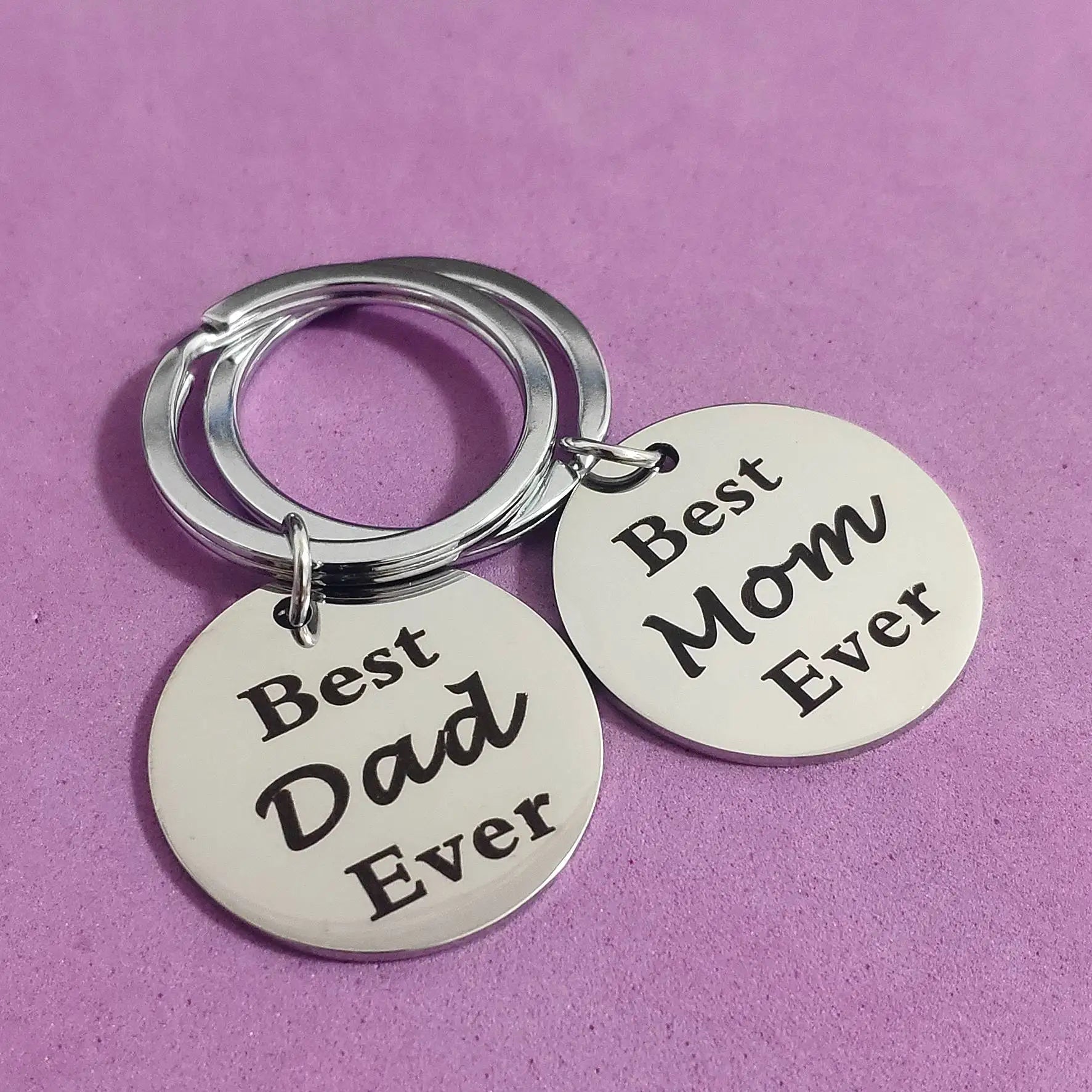 Father's Day Keys Holder Best Dad Mom Ever Ornaments Gifts Birth Date Stainless Steel Keyring Keychain Car Carabiner Lanyard