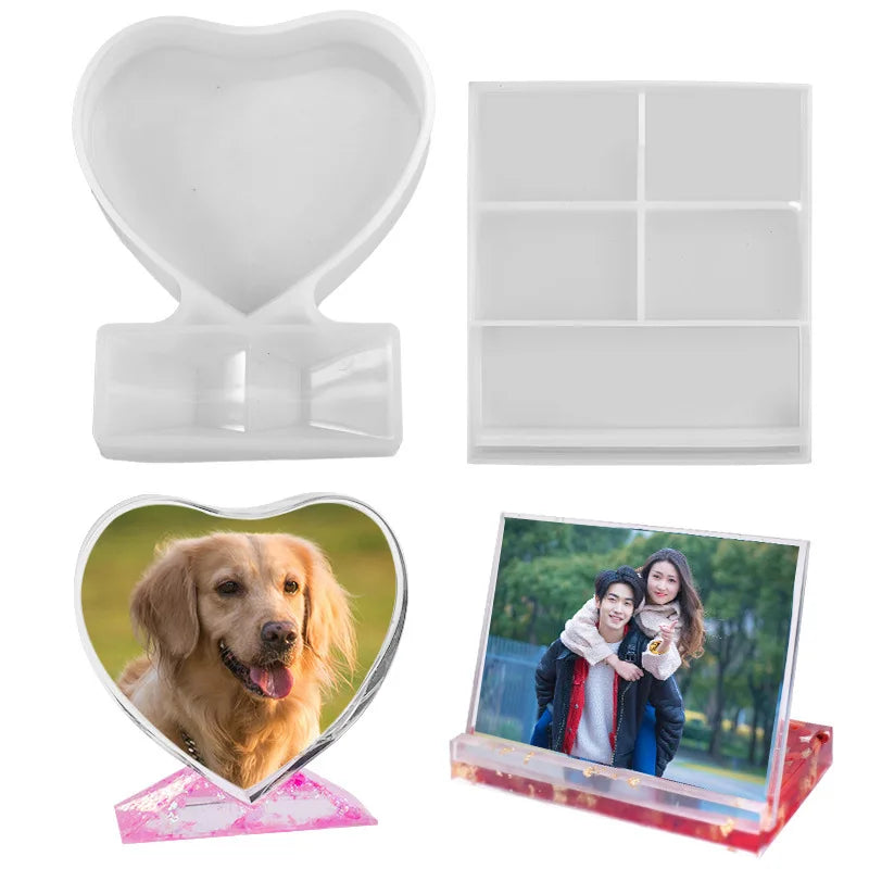 Heart Shaped Photo Frame Silicone Mold DIY Crystal Epoxy Resin Love Heart Decoration Mom Photo Ornament Mold Mother'S Day Gift